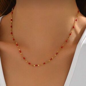 Red Beaded Necklace N1704